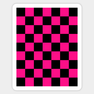 Checkered squares hot pink black geometric retro pattern Sticker